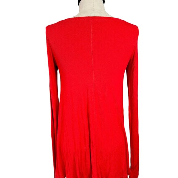 Free People Long Sleeve High Low Tee Shirt XS Red - Picture 7 of 14